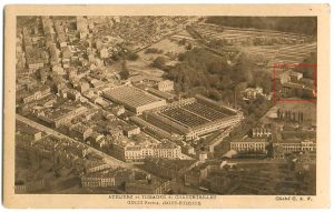 Situation de l’usine Giron (au centre) et de l’École des Mines (encadré rouge) © Médiathèques de Saint-Étienne